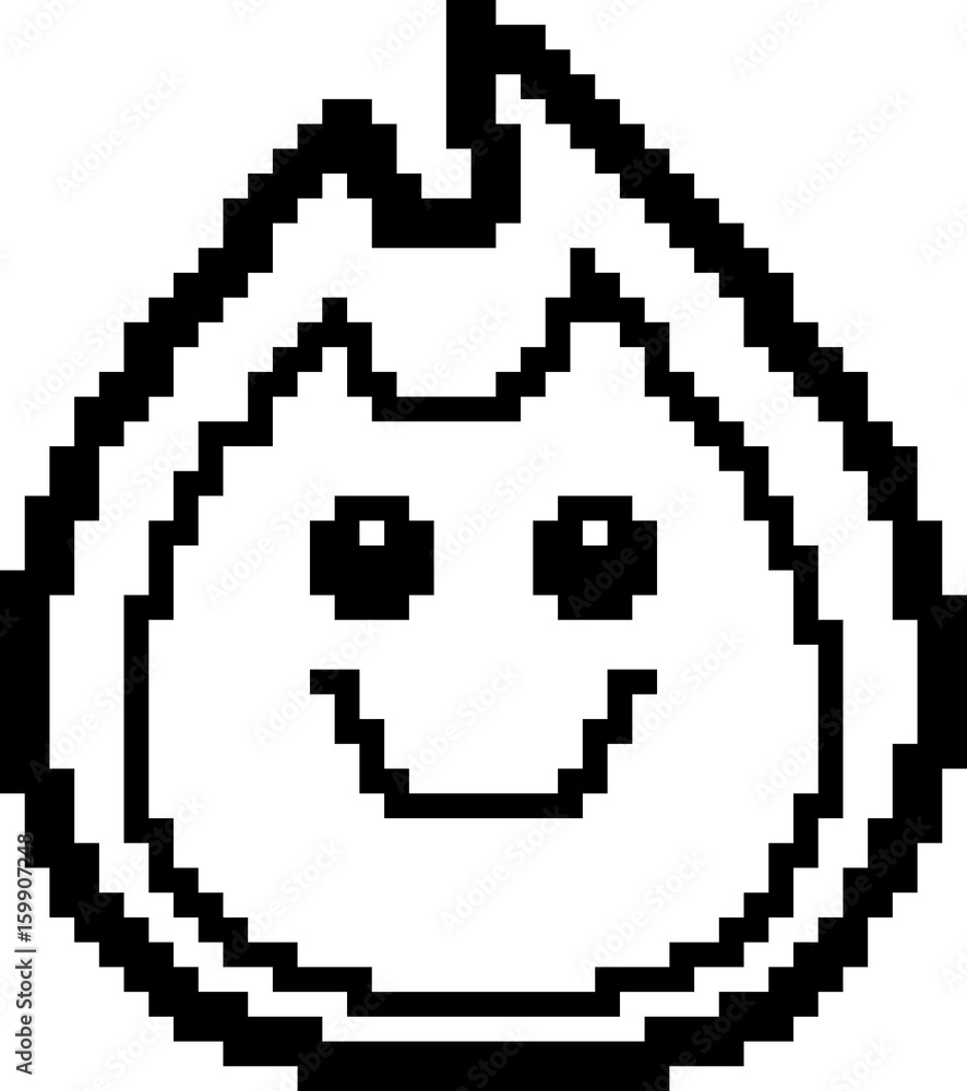 Smiling 8-Bit Cartoon Flame Smiling 8-Bit Cartoon Flame