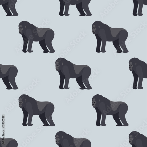 Gorila monkey rare animal vector seamless pattern macaque nature primate character wild zoo ape chimpanzee