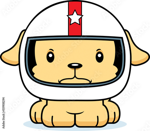 Cartoon Angry Race Car Driver Puppy