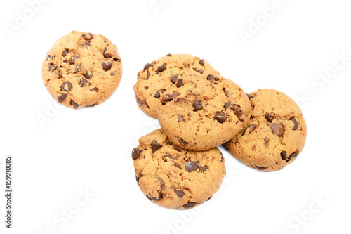 Tasty biscuits with chocolate isolated on a white background