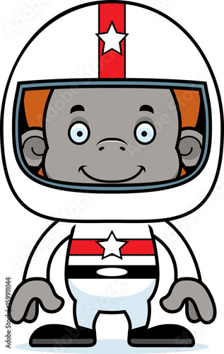 Cartoon Smiling Race Car Driver Orangutan