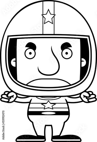 Cartoon Angry Race Car Driver Man