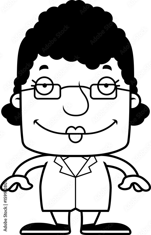 Cartoon Smiling Scientist Woman Cartoon Smiling Scientist Woman