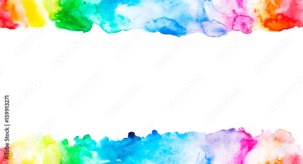 seamless rainbow spectrum watercolor paint splash . illustration for design textile, wedding invitation, greeting or birthday card, web banner, tag, label, logo and text on white background