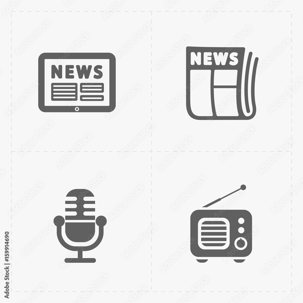 Vector Media Icons set on white background Vector Media Icons set on white background