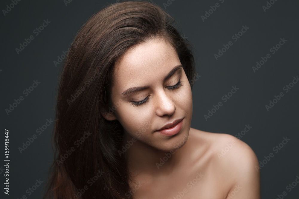Close up portrait of beautiful woman face Close up portrait of beautiful woman face