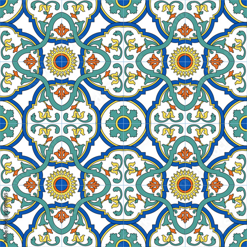 Seamless vector pattern with hand drawn traditional motifs of southern italy ceramics 