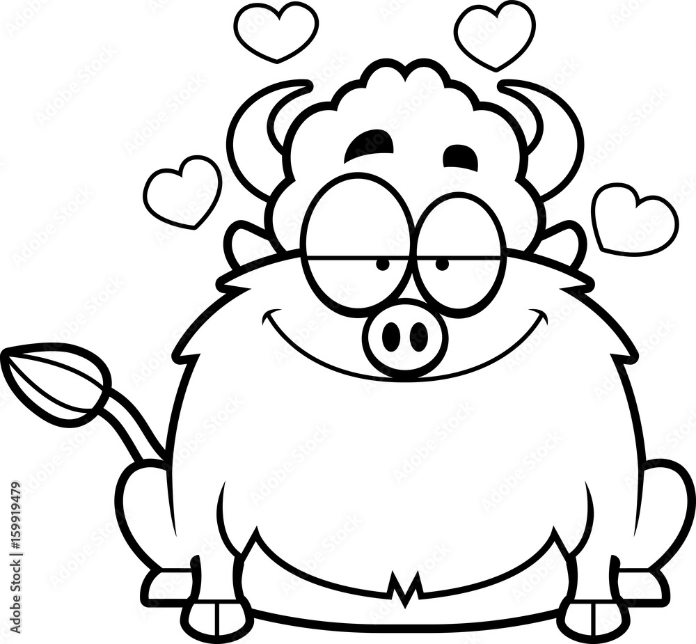 Cartoon Bison in Love Cartoon Bison in Love