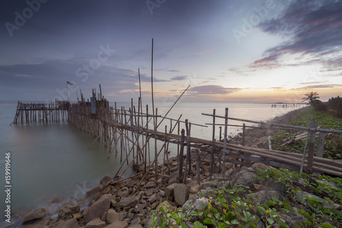A fishermen jetty with sunset in Malaysia
