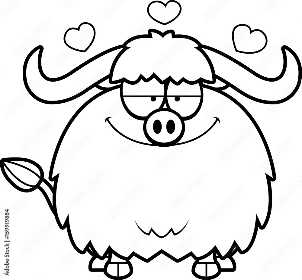 Cartoon Yak in Love Cartoon Yak in Love