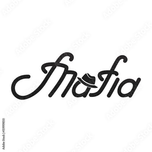 Mafia logo lettering. Text with a texture. Men's Hat