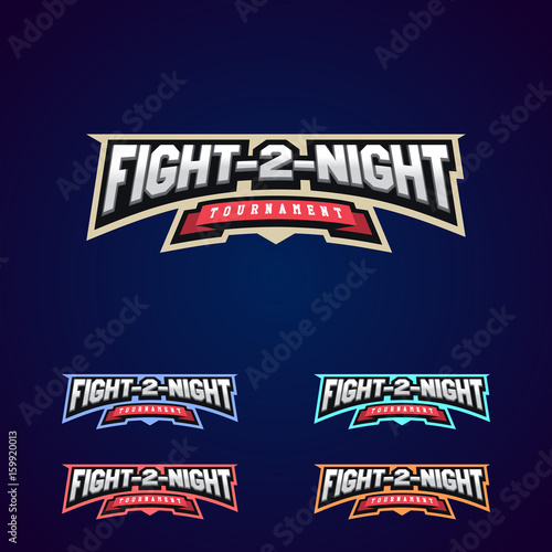 Night fight. Mixed martial arts sport logo on dark background.