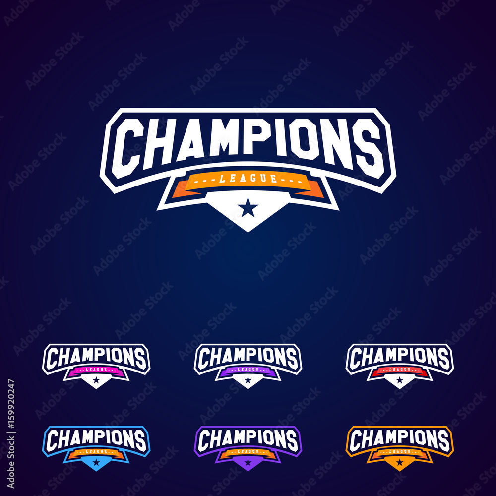 Set of the Champion sports league logo emblem badge graphic with star Stock  Vector | Adobe Stock