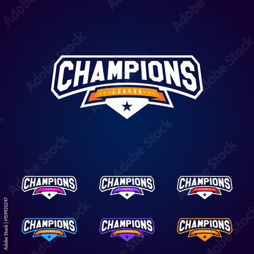 Set of the Champion sports league logo emblem badge graphic with star