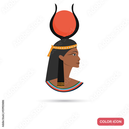 Hathor goddess color flat icon for web and mobile design