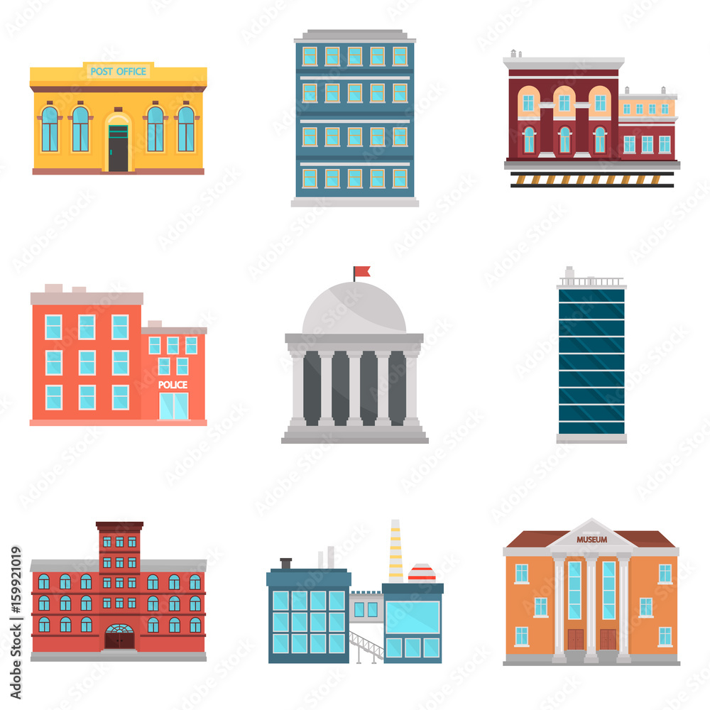 Set of city eleements color flat icons for web and mobile design