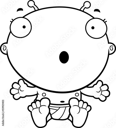 Cartoon Baby Alien Surprised