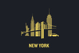 New York city skyline illustration. Flat vector design. 