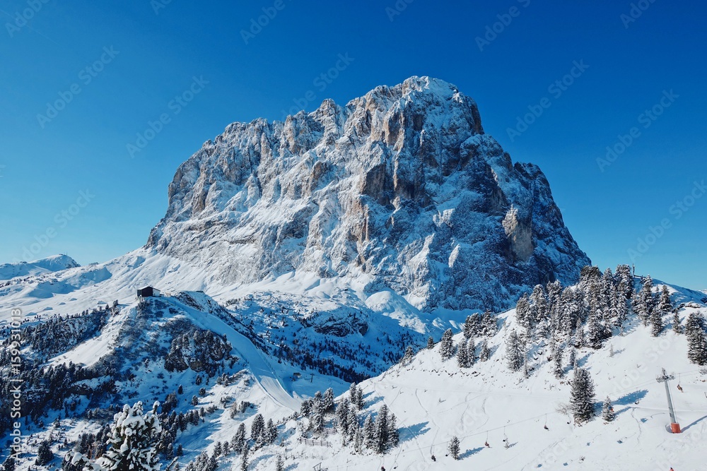 View on Italian Dolomites in Winter 