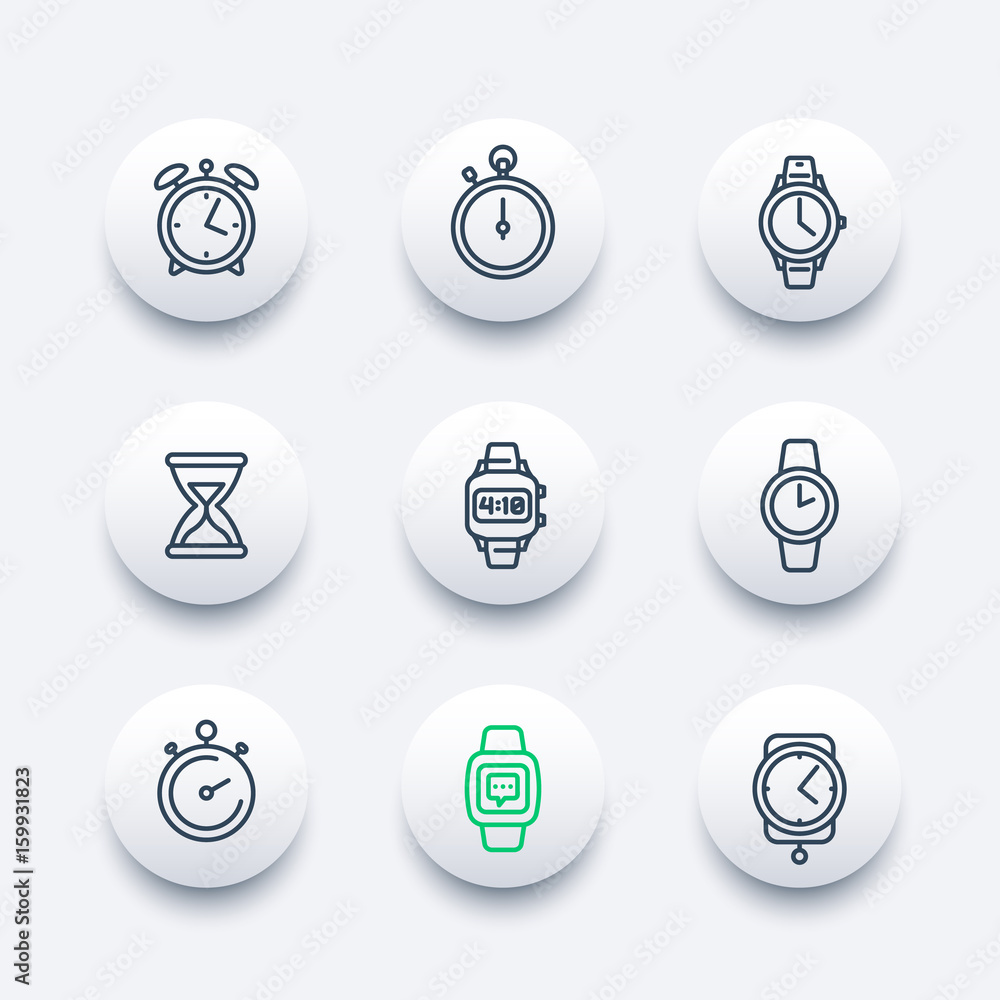 watches line icons set watches line icons set