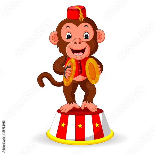 cute monkey playing percussion hand cymbals