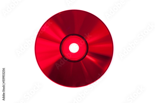Red CD compact disc isolated on white background