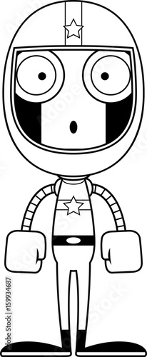 Cartoon Surprised Race Car Driver Robot