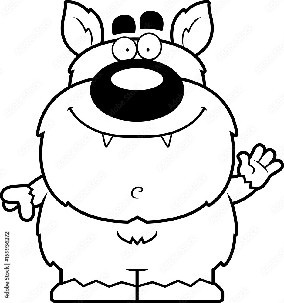 Waving Cartoon Werewolf Waving Cartoon Werewolf