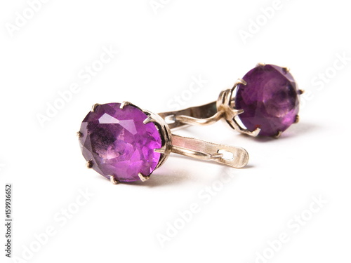 Vintage earrings with alexandrite stone photo