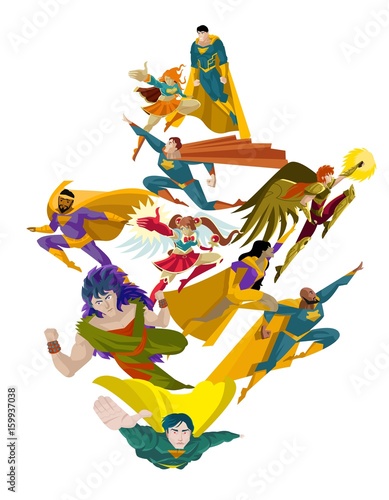 strong superhero flying team