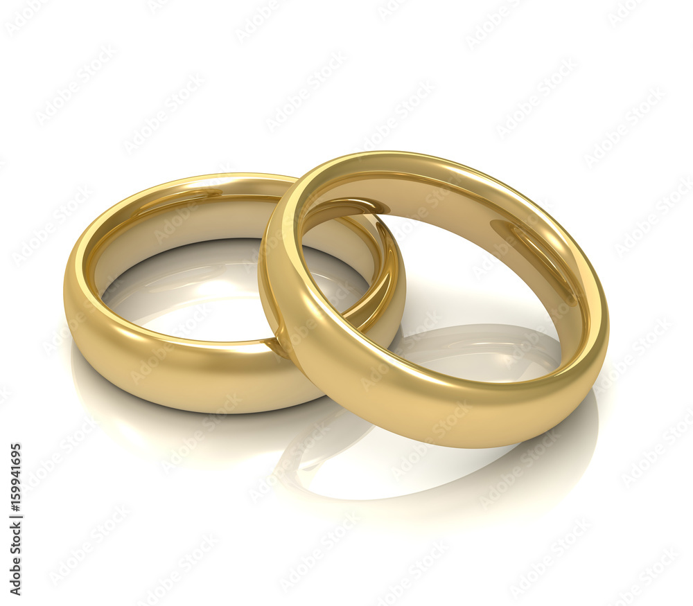 golden wedding rings concept 3d illustration golden wedding rings concept 3d illustration