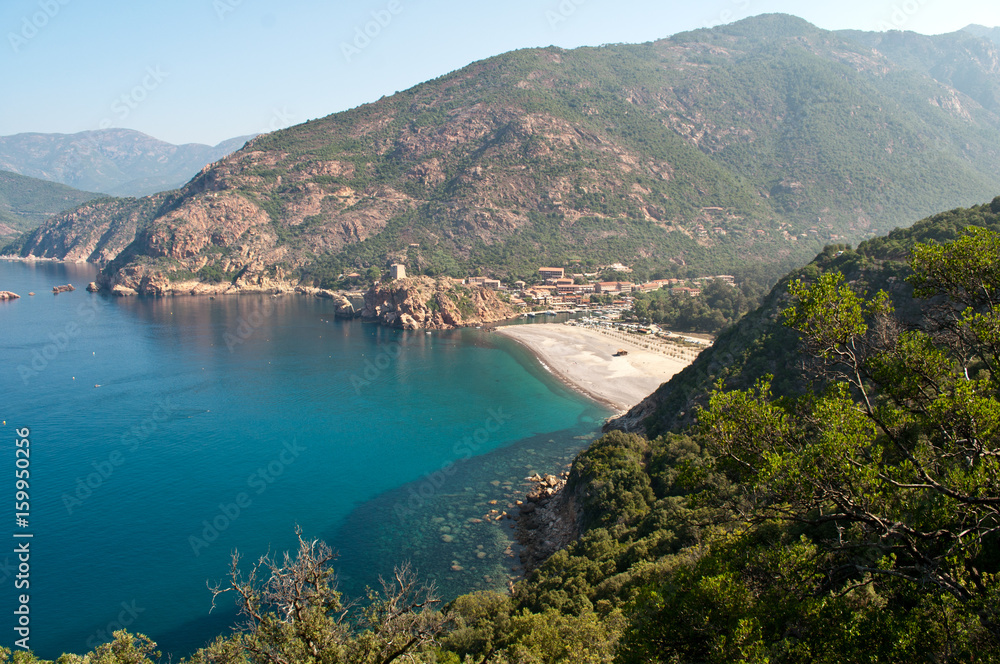 Porto Ota, Corse - Mountains with sea, coast and sandy beach