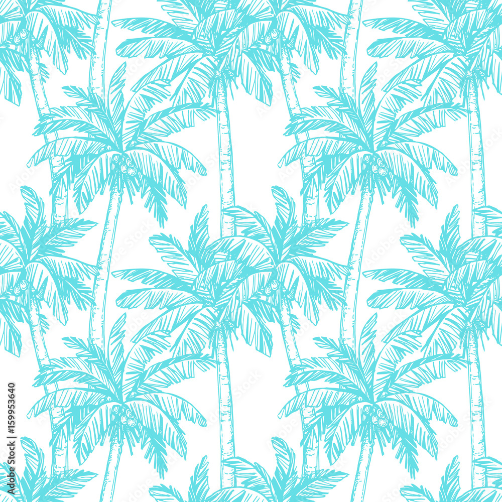 Obraz premium Seamless pattern with coconut palm trees