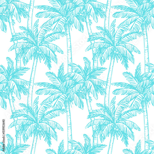 Seamless pattern with coconut palm trees © alhontess