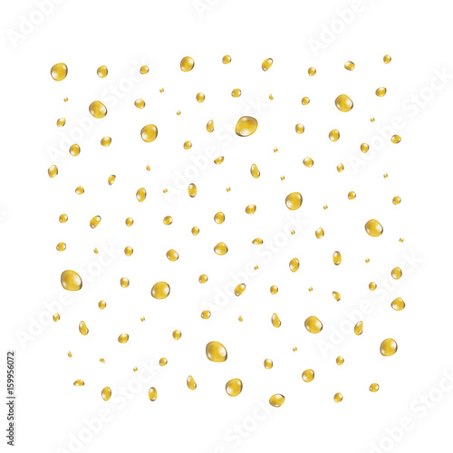 Vector set of realistic isolated oil droplets on the white background.