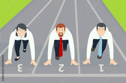 Confident business people getting ready for race. Business people competition concept illustration vector.
