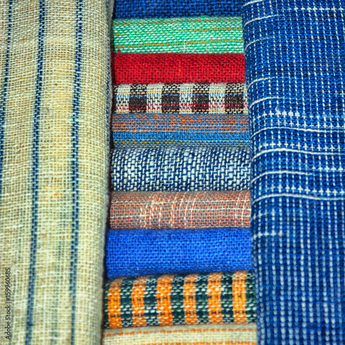 Colored cloth,linen textiles. Laos