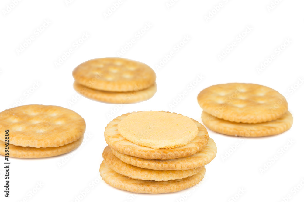 Cracker cream cheese isolated on white background. Cracker cream cheese isolated on white background.