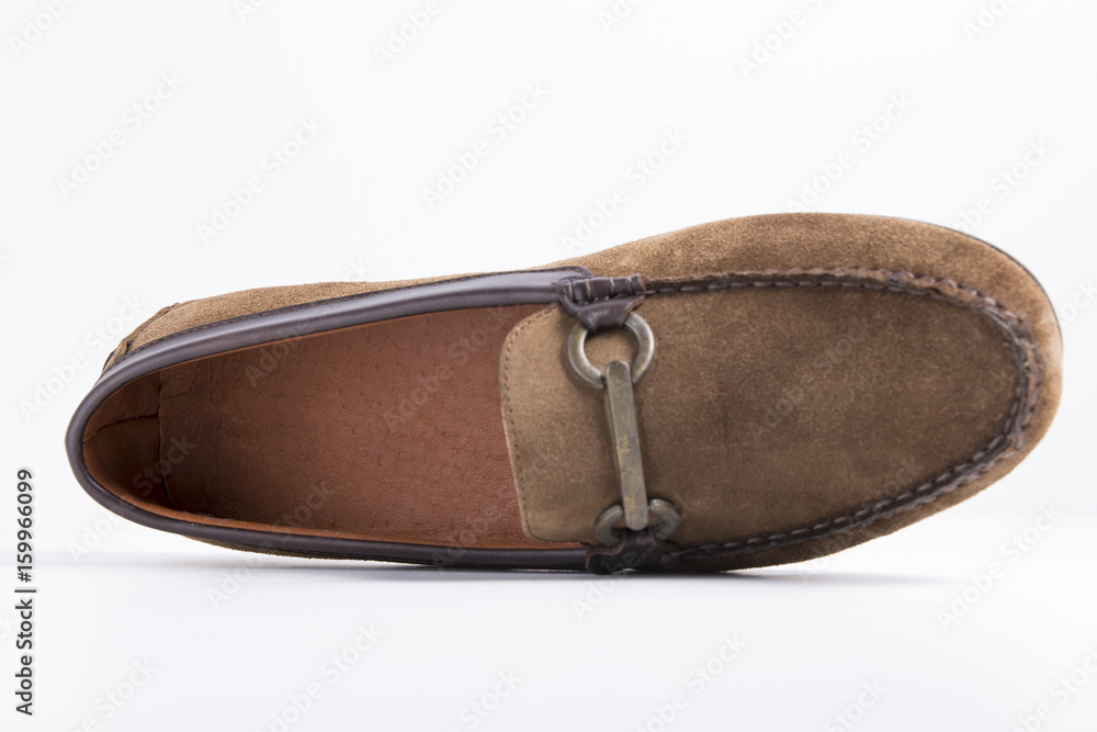 Male Brown Shoe on White Background, Isolated Product, Top View, Studio.
Male Brown Shoe on White Background, Isolated Product, Top View, Studio.