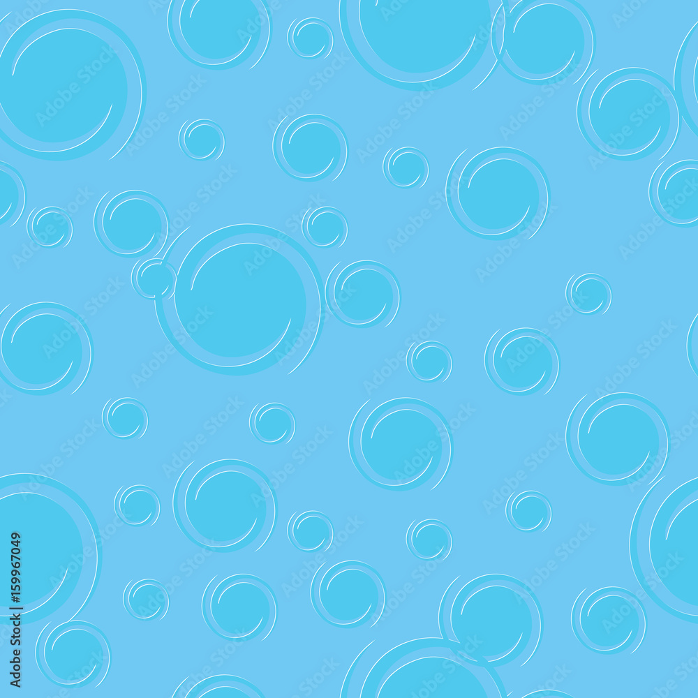 Blue seamless pattern. Texture with transform twirl blue white circles
