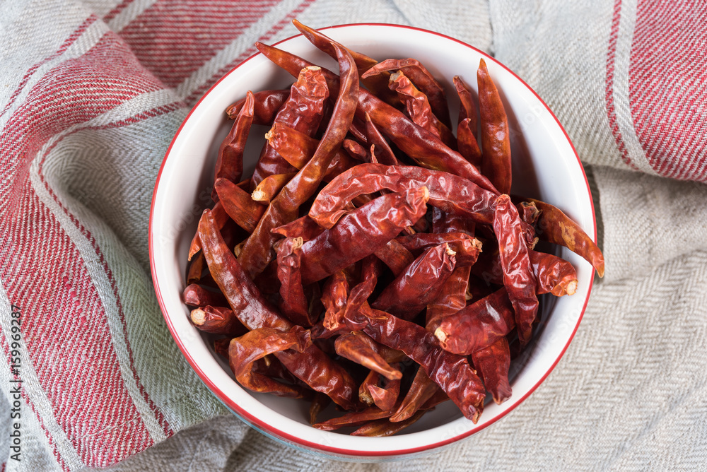 Dried Chili Peppers in a Bowl Dried Chili Peppers in a Bowl