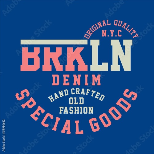 Design alphabet and numbers original quality brooklyn denim for t-shirts