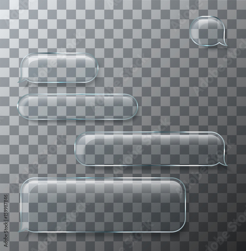 Vector modern sms or message glass icons on transparent background