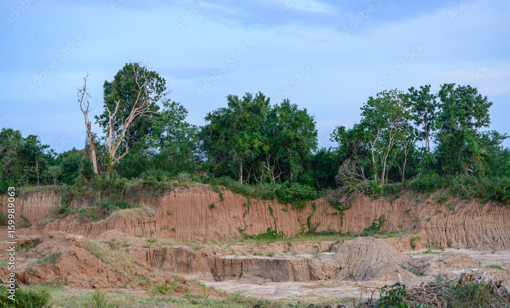 Mountain soil that is dry in the evening Mountain soil that is dry in the evening