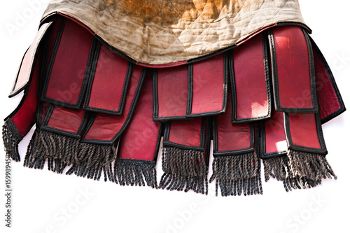Red leather military Roman skirt