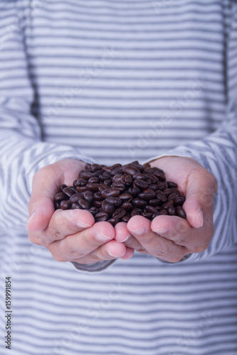 Coffee beans in female hands
