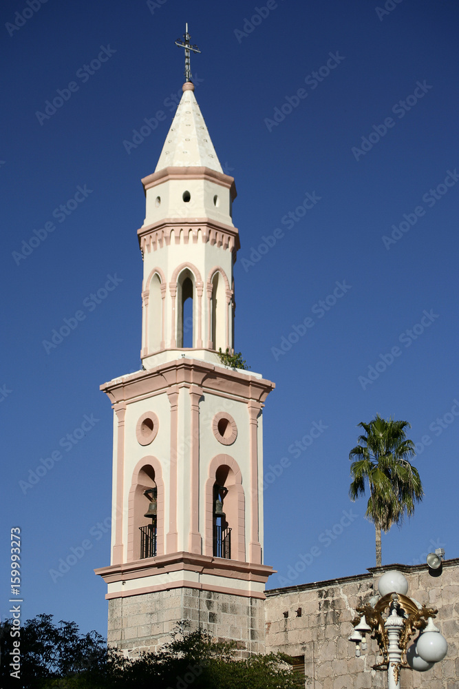 The Principal Church in Plaza de Armas in the  town of El Fuerte,  in northern Sinaloa, Mexico.