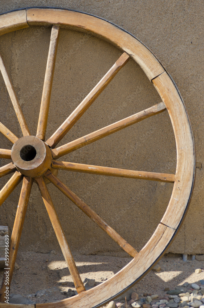 Wagon Wheel and Wall at Bent's Old Fort