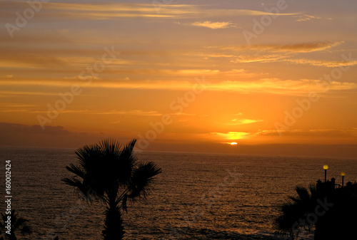 Sunset in the Tenerife North Atlantic ocean