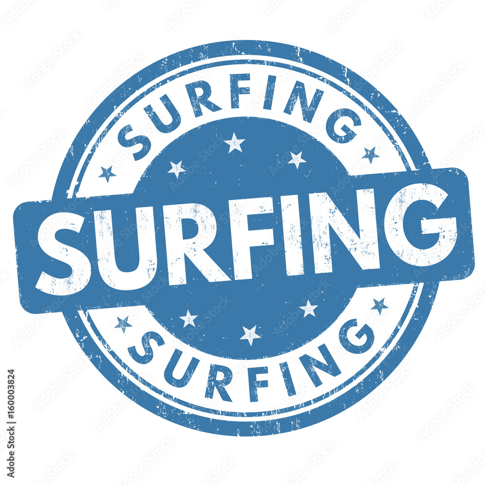 Surfing sign or stamp